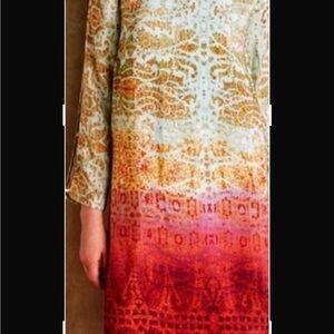 Anthropologie Maeve Cleome Silk Tunic Shift Dress